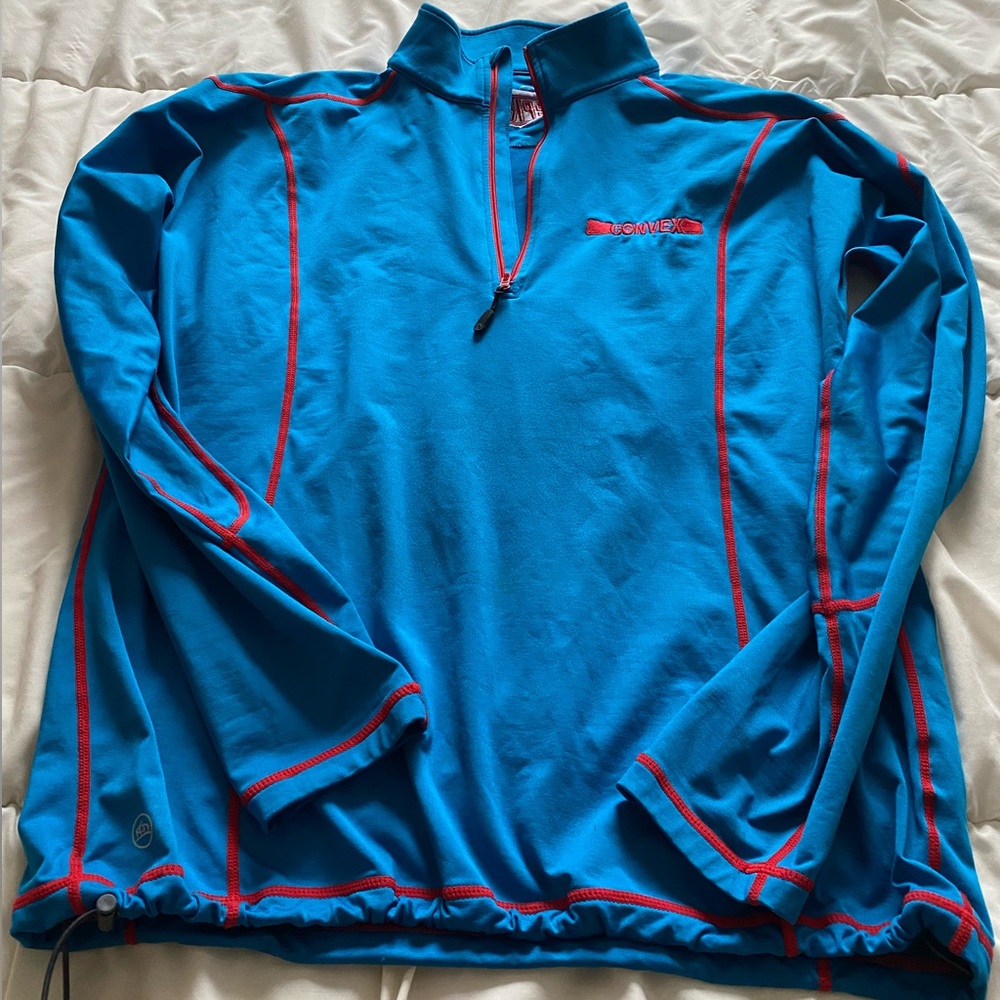 🔥3/$25🔥Blue Half-Zip Pullover with Red Contrast Stitching Size L